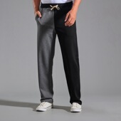 拼色运动裤 宽松直筒休闲裤 毛圈撞色棉质卫裤 长裤 春秋薄款 2024男士