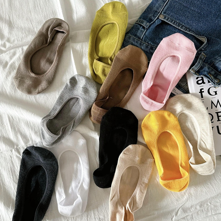 韩国货 东大门正品hit socks小鹿家薄款纯棉网面防滑不掉跟船袜女