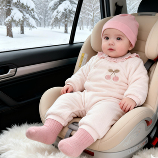 秋冬季宝宝连体棉服樱桃夹棉加厚连体衣女宝宝保暖洋气超萌外出服