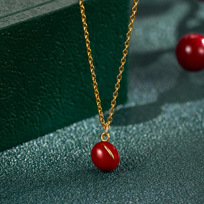 一饰小词相思红豆项链女轻奢小众锁骨链高级颈链礼物送女生送爱人