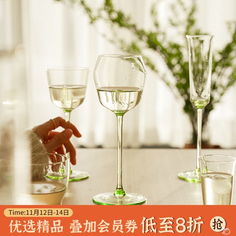 肆月香槟高脚杯水晶玻璃红酒酒杯水晶杯鸡尾酒洋酒家用杯子ins风