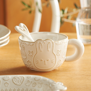 肆月马克杯手捏不规则喝水杯可爱创意杯子女生家用陶瓷咖啡杯小众