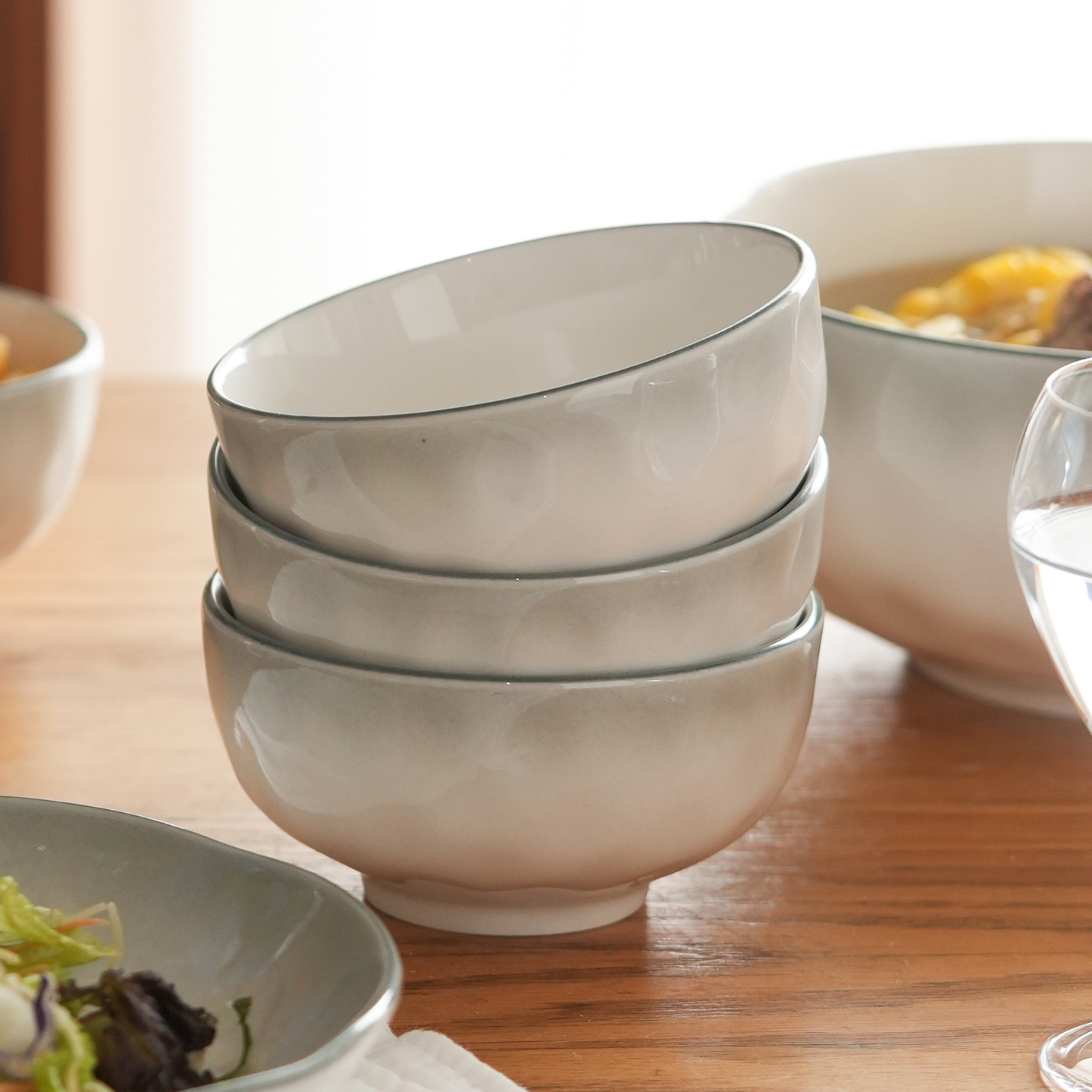 肆月小清新陶瓷米饭碗釉下彩小碗