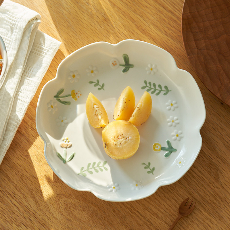 肆月韩式好看的盘子菜盘家用陶瓷高颜值餐盘装菜盘早餐盘甜品蛋糕,餐饮具,盘,淘宝优惠券,粉丝福利购,淘宝优惠卷