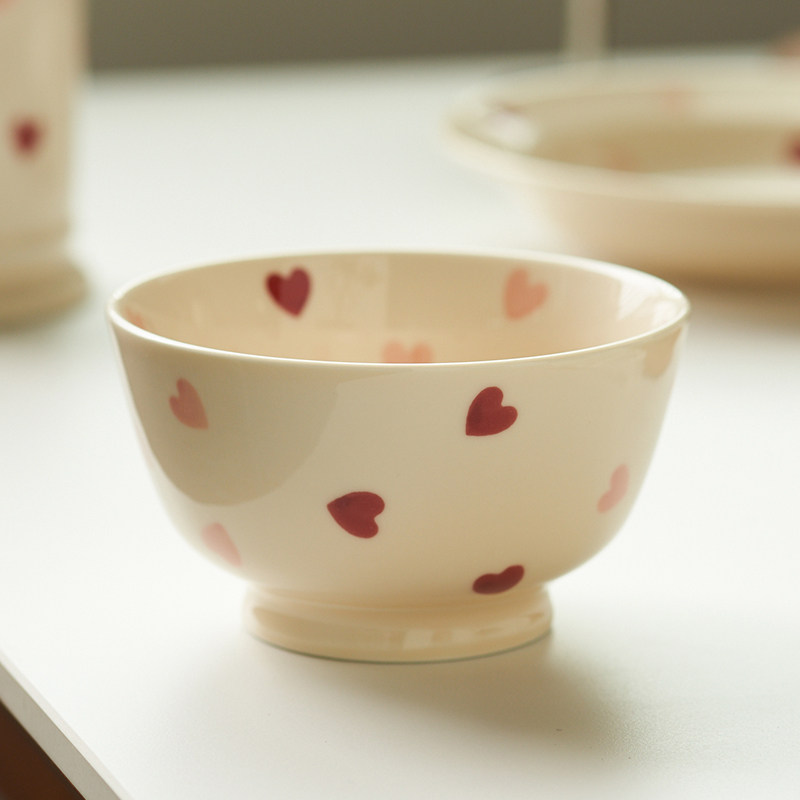 肆月 米饭碗陶瓷家用2025高颜值陶瓷吃饭碗釉下彩爱心餐具ins风小,餐饮具,碗,淘宝优惠券,粉丝福利购,淘宝优惠卷