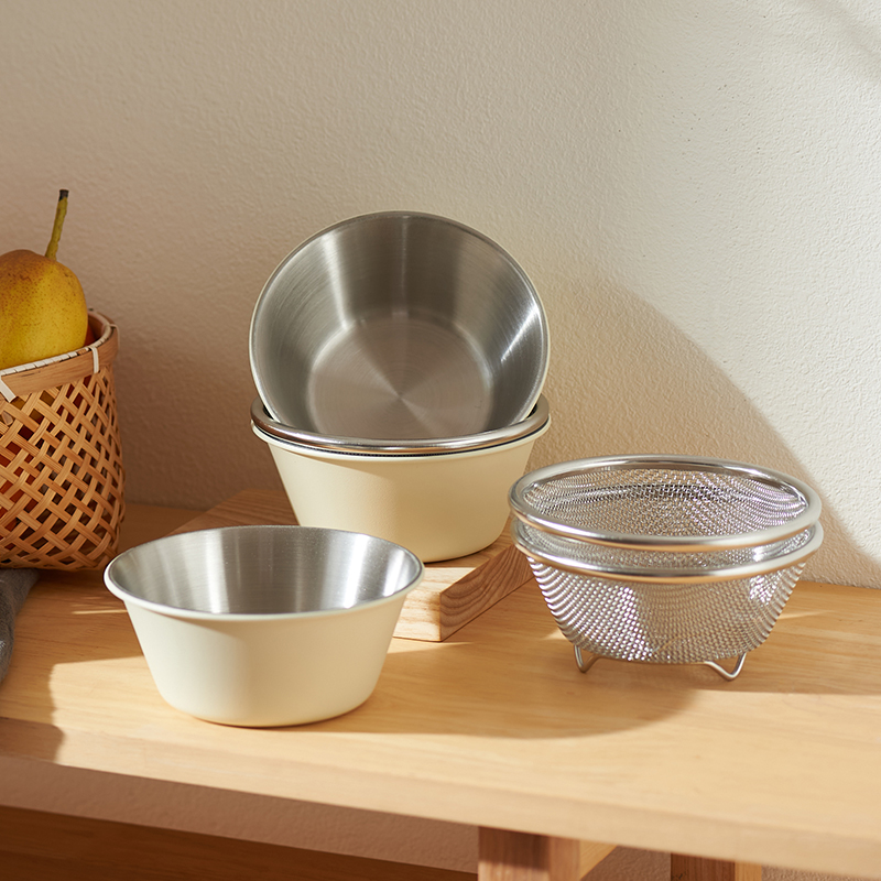 肆月迷你不锈钢沥水篮水果碗家用