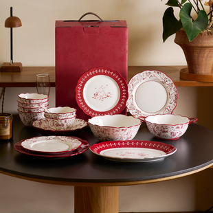 肆月陶瓷餐具套装 家用碗碟子轻奢高级感碗盘子高颜值乔迁结婚礼物