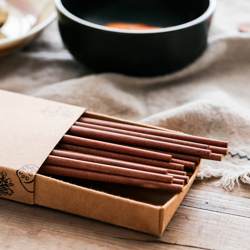 肆月归雁环保筷子10双盒装红檀木