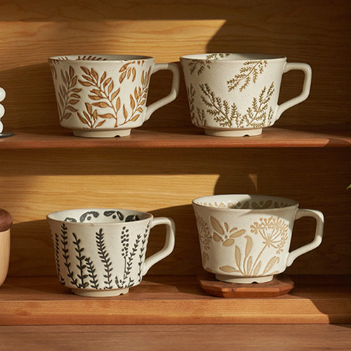 肆月日式复古粗陶家用创意马克杯