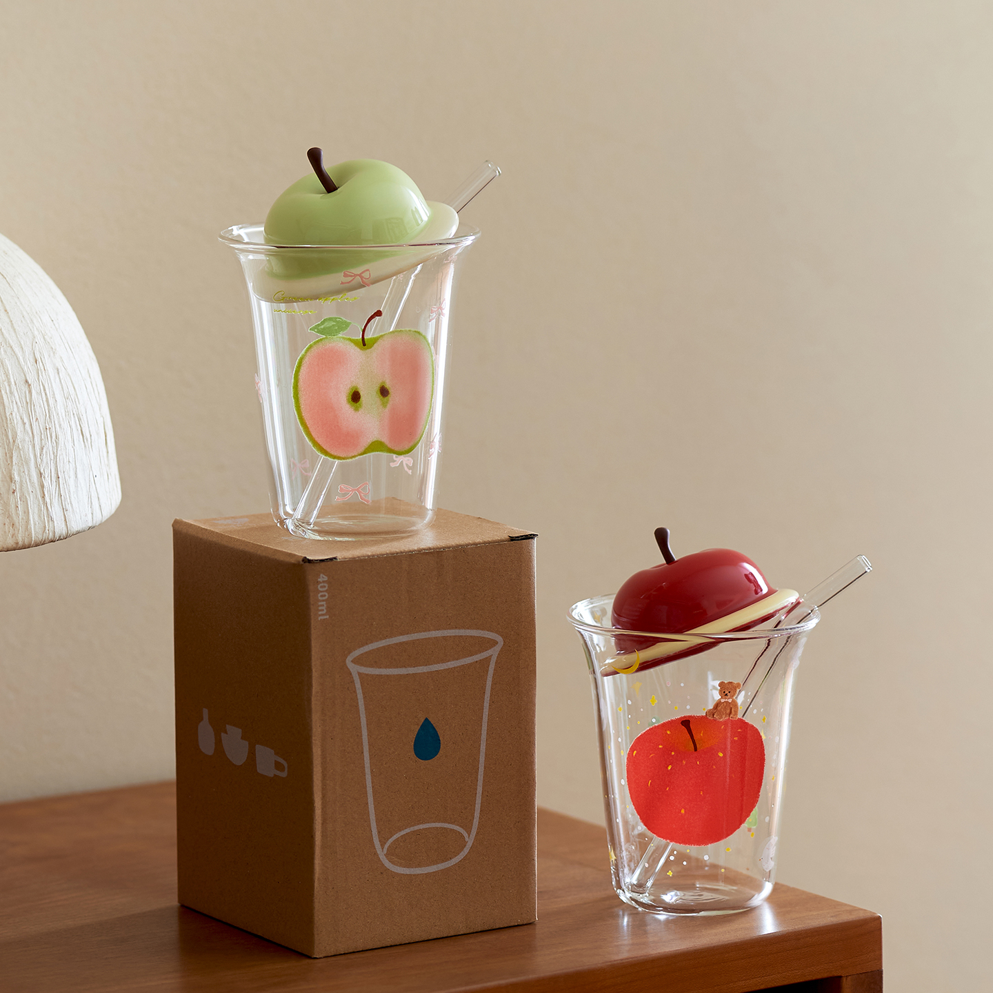 肆月高硼硅耐高温苹果玻璃杯