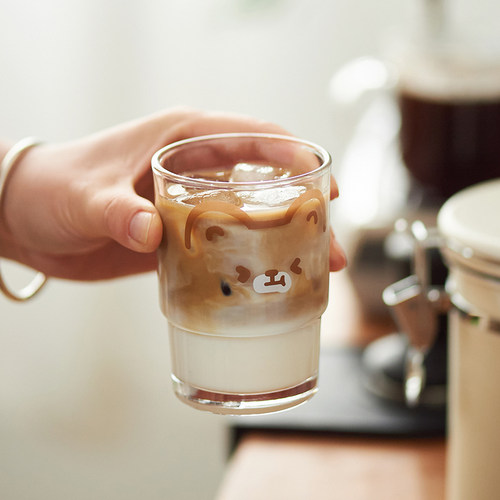 肆月创意卡通玻璃杯高颜值果汁杯