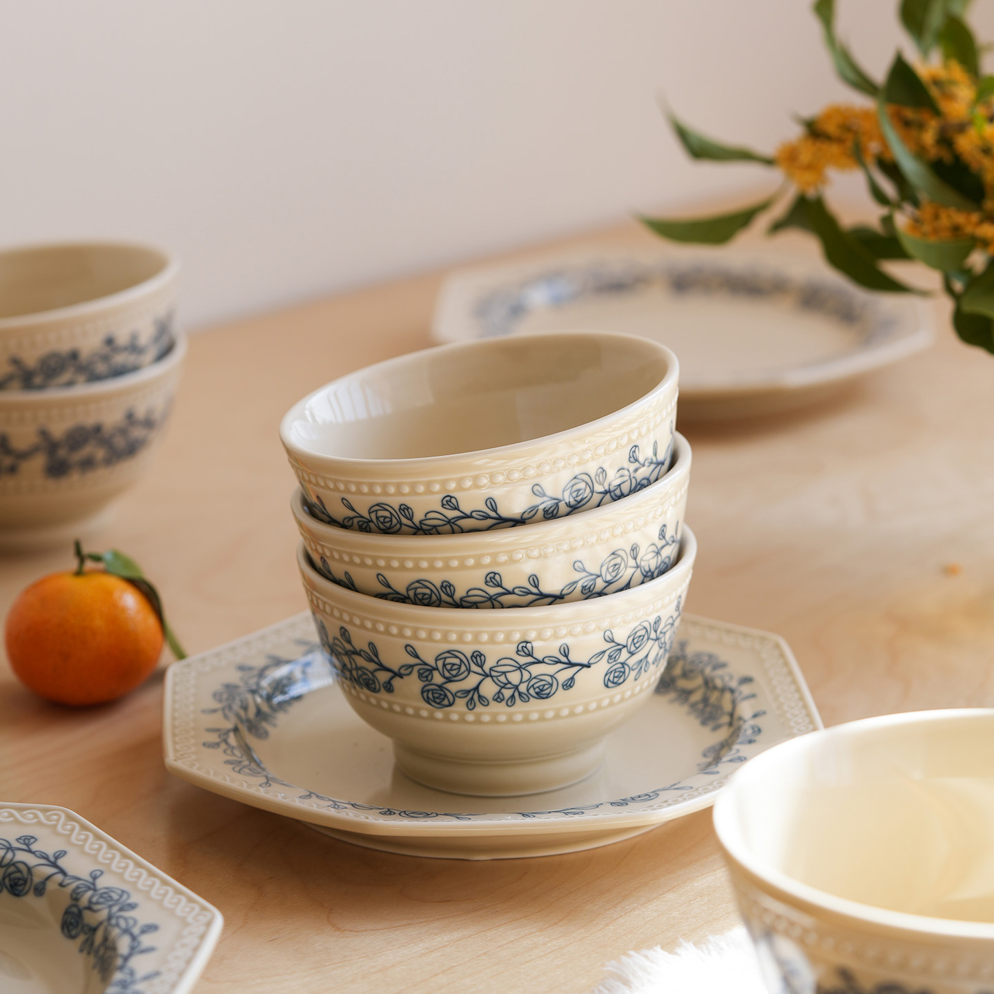 肆月法式浮雕米饭碗超好看的小碗