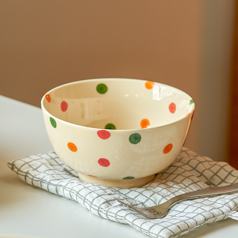 肆月米饭碗高颜值家用陶瓷小碗5英寸饭碗釉下彩ins风吃饭的碗单个