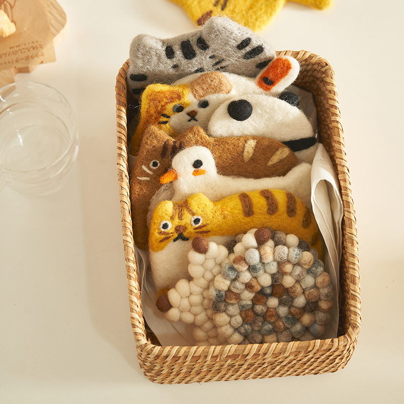 肆月可爱羊毛毡咖啡茶水杯垫隔热