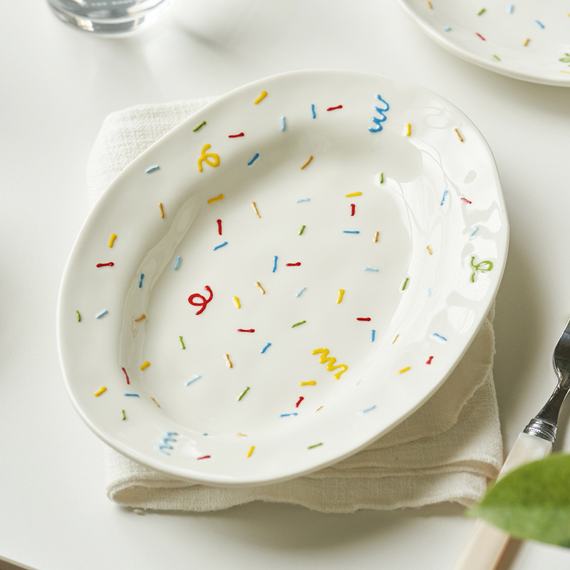 蒸鱼盘高颜值陶瓷长方形鱼盘大号