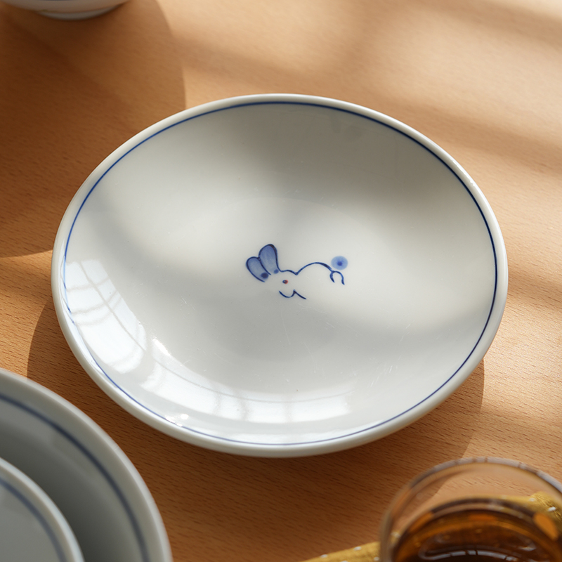 肆月中式兔子蜻蜓菜盘高级感盘子