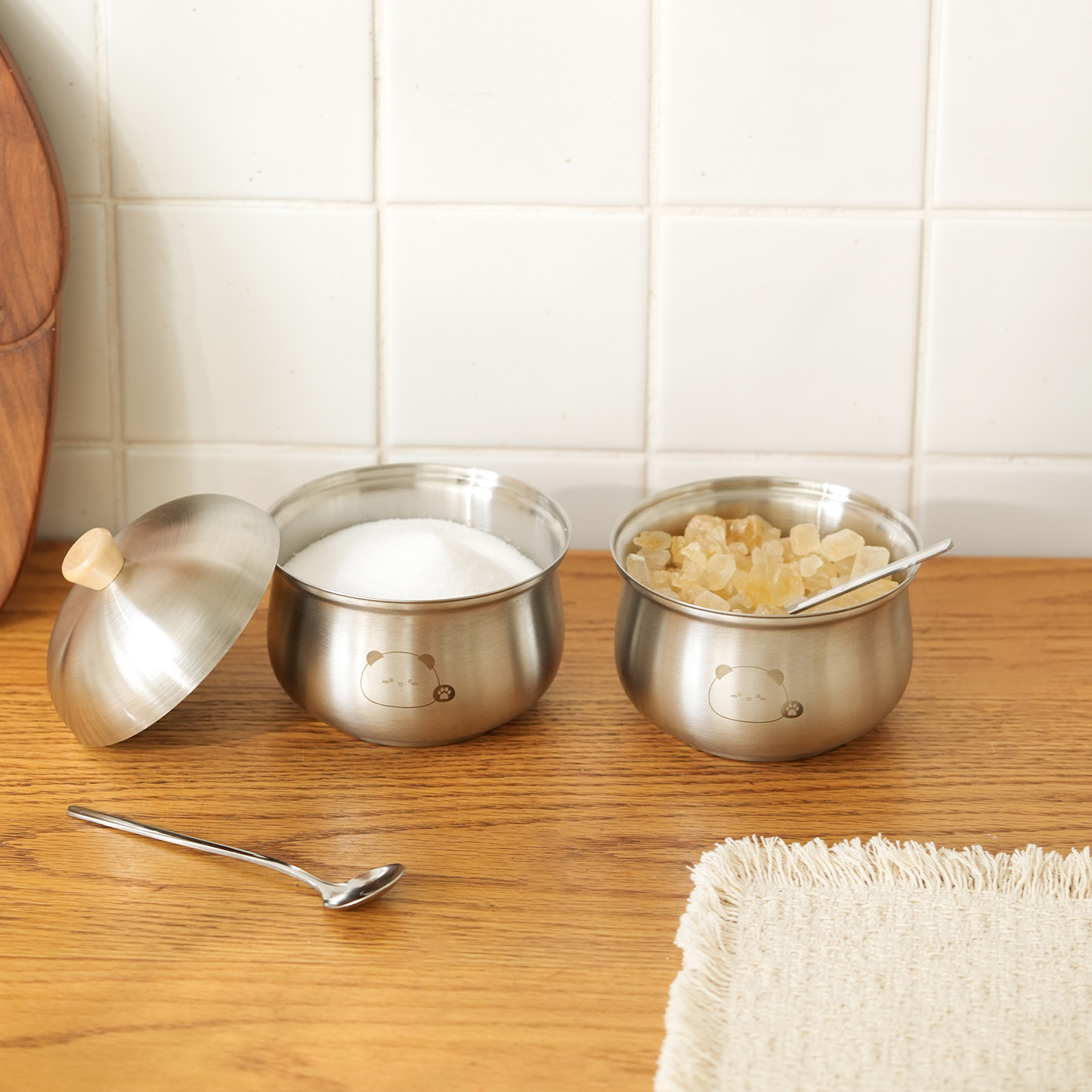 肆月厨房304不锈钢调料罐带勺子