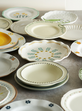 特别好看的盘子菜盘家用碟子陶瓷甜品早餐盘高级感餐盘餐具平盘碟