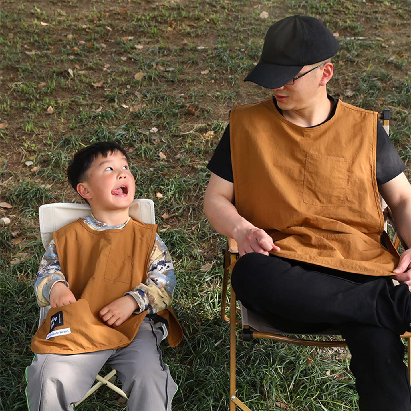 亲子围裙厨房家用儿童美术生画画专用防水防油吃饭做饭穿罩衣