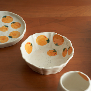 肆月碗家用水果碗高颜值沙拉碗创意手绘陶瓷餐具大号单个