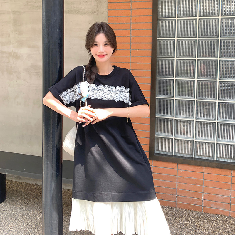 新款现货蕾丝拼接黑色显瘦连衣裙178-207-p105-k158，女装连衣裙，浙宝178