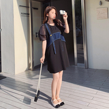 新款现货直筒撞色牛仔拼接连衣裙178-1127-P105-K158，女装连衣裙，浙宝178