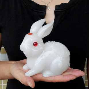 玉兔摆件12十二生肖兔摆件工艺品家居饰品生日礼物仿玉兔子摆设品