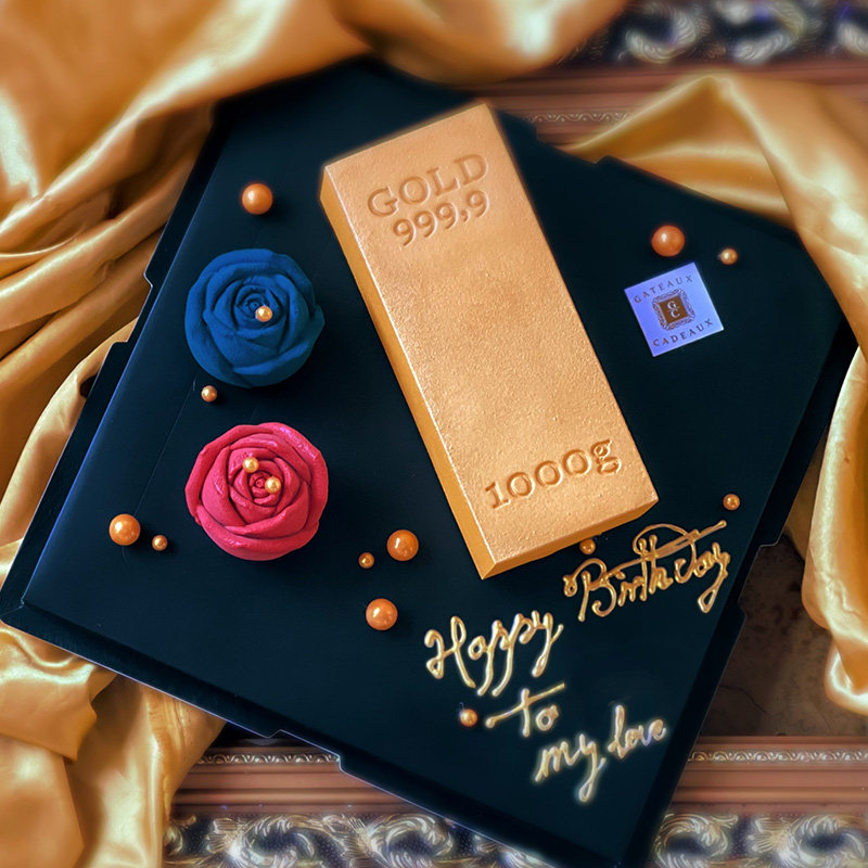 嘎豆喀豆创意艺术祝福定制法式甜点暴富玫瑰金砖生日蛋糕北京同城