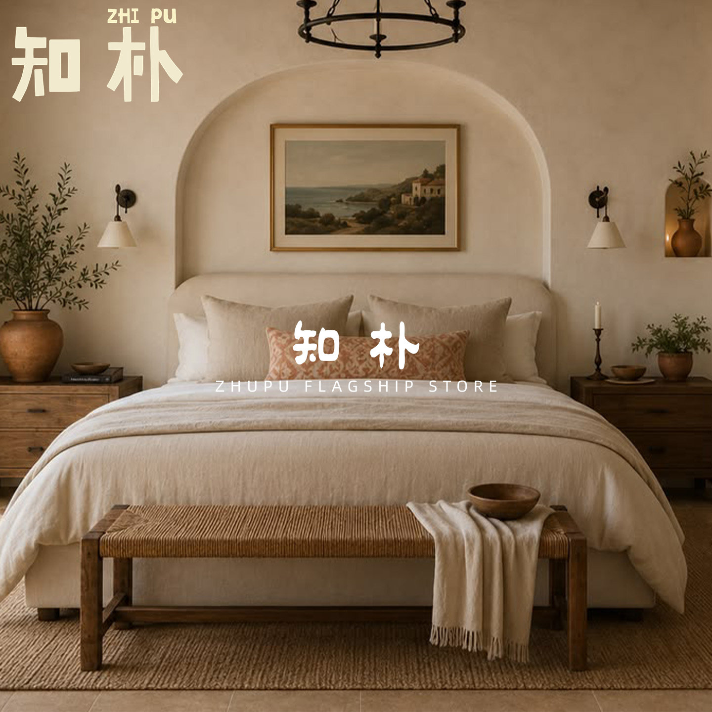 美式自然风布艺床1.8米双人床