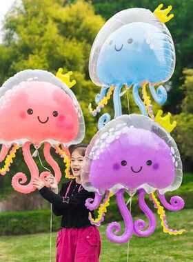 海豚水章鱼泡泡鲨鱼立体双层皇冠鲸鱼海马龙虾海洋企鹅气球飘空