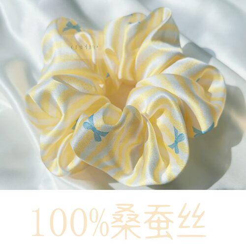 原创100%真丝发圈桑蚕丝不伤发