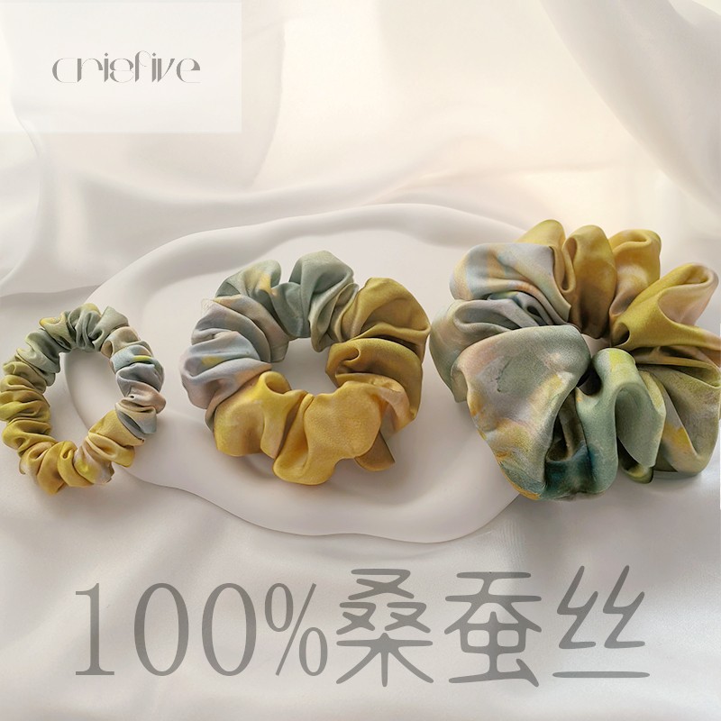 100桑蚕丝油画原创高级发圈发饰