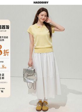 曾小咸大码女装[3/23~3/25 一件8.8折满2件8折]黄色短袖针织套装