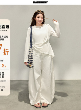 曾小咸大码女装[2/24~2/26 一件8.8折满2件7折]白色T恤上衣春套装