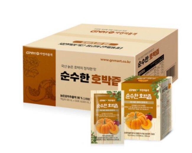 韩国直邮GNM纯南瓜汁果汁果蔬汁饮料无添加剂90ml*50包