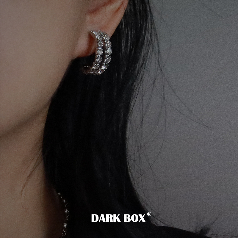 darkbox一圈闪钻女925银针银