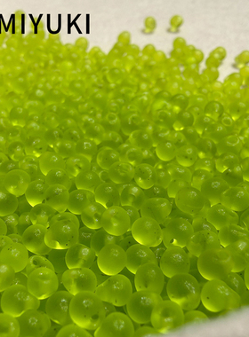 日本进口御幸3.4mm透色磨砂绿色水滴珠DP143F米珠手工diy串珠材料