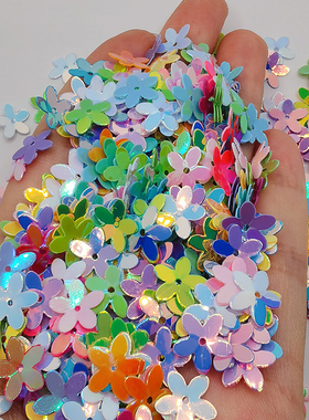 10mm有孔金光亮片diy饰品配件 立体五叶花凹珠片婚纱美容服装辅料