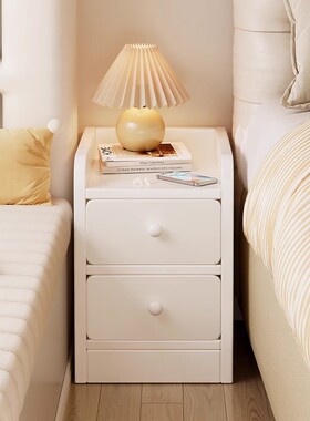 实木芯床头柜25 30 35cm白色卧室极窄奶油风夹缝收纳柜墙角缝隙薄
