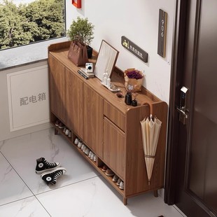 门外走廊过道鞋柜60 80 100120 140家用门口收纳一体靠墙实木鞋架