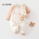 婴儿连体衣夹棉薄棉秋冬装 新生儿棉服保暖女宝宝哈衣外穿纯棉衣服
