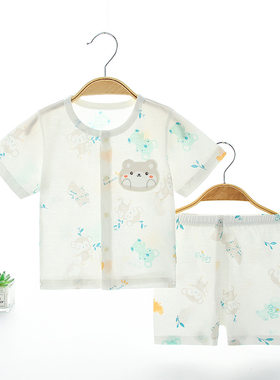 新生婴儿衣服夏天薄款短袖纯棉套装初生宝宝夏装两用档短裤两件套