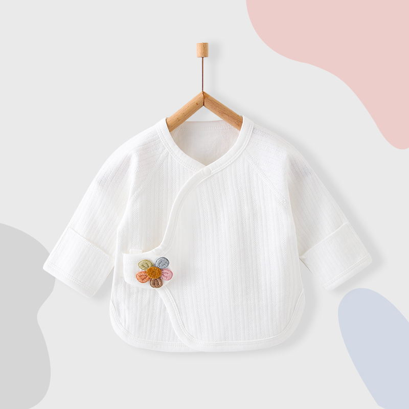 婴儿衣服四季款a类纯棉半背衣初生儿长袖上衣男女宝宝居家爬爬服