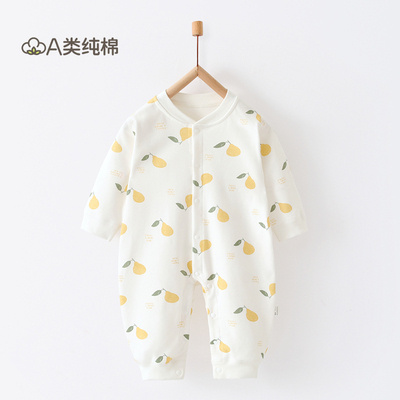 婴幼儿连体衣春夏a类纯棉新生儿衣服哈衣长袖初生婴儿无骨爬爬衣