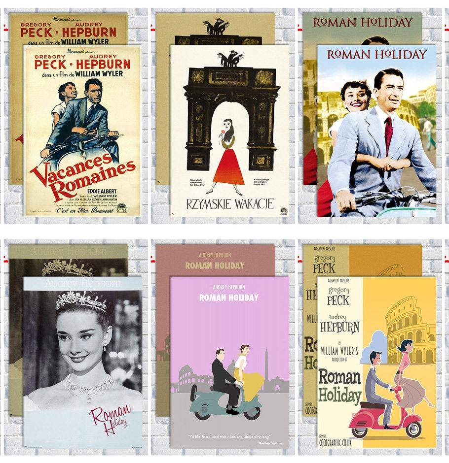 罗马假日海报 奥黛丽赫本复古怀旧爱情电影装饰挂画