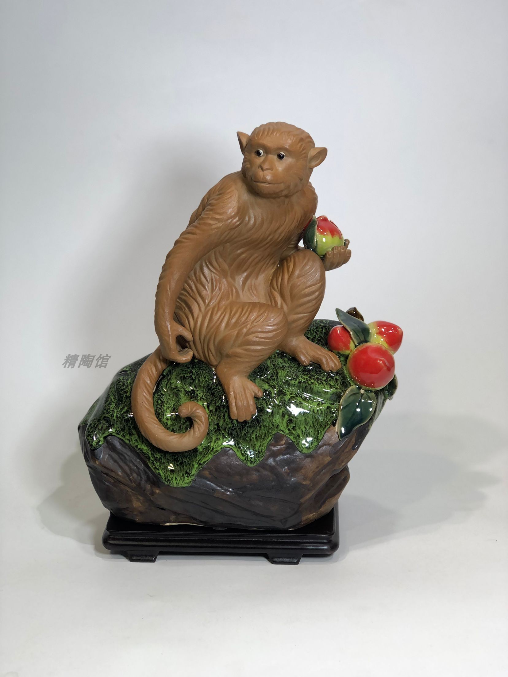 陶瓷工艺品石湾公仔家居装饰品礼品招财生肖猴子摆件金猴献瑞促销