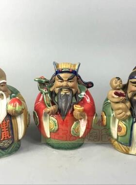 陶瓷工艺品石湾公仔家居装饰品礼品客厅招财小摆件福禄寿三星促销