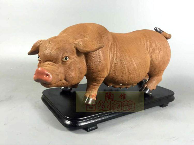 陶瓷工艺品石湾公仔家居装饰品礼品客厅书房生肖招财摆件胎福猪