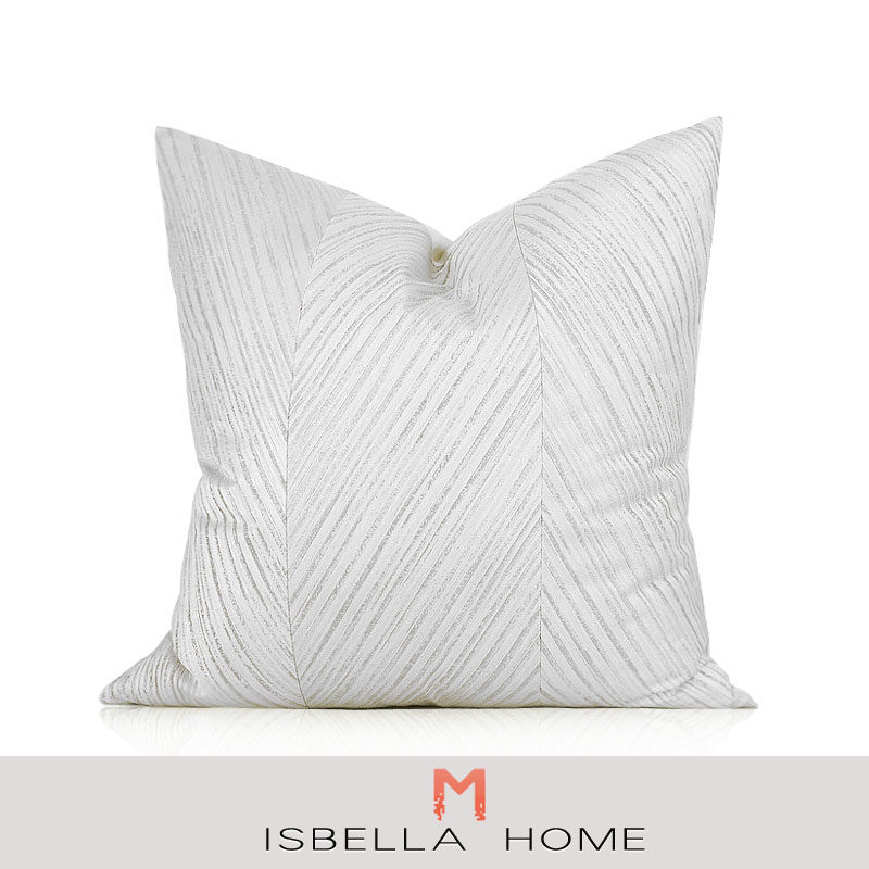 样板房现代极简银灰色机理条纹拼接抱枕靠垫别墅软装沙发装饰靠枕