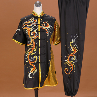 高档刺绣长拳剑术表演服 南拳棍术套路服 成人儿童武术训练演出服